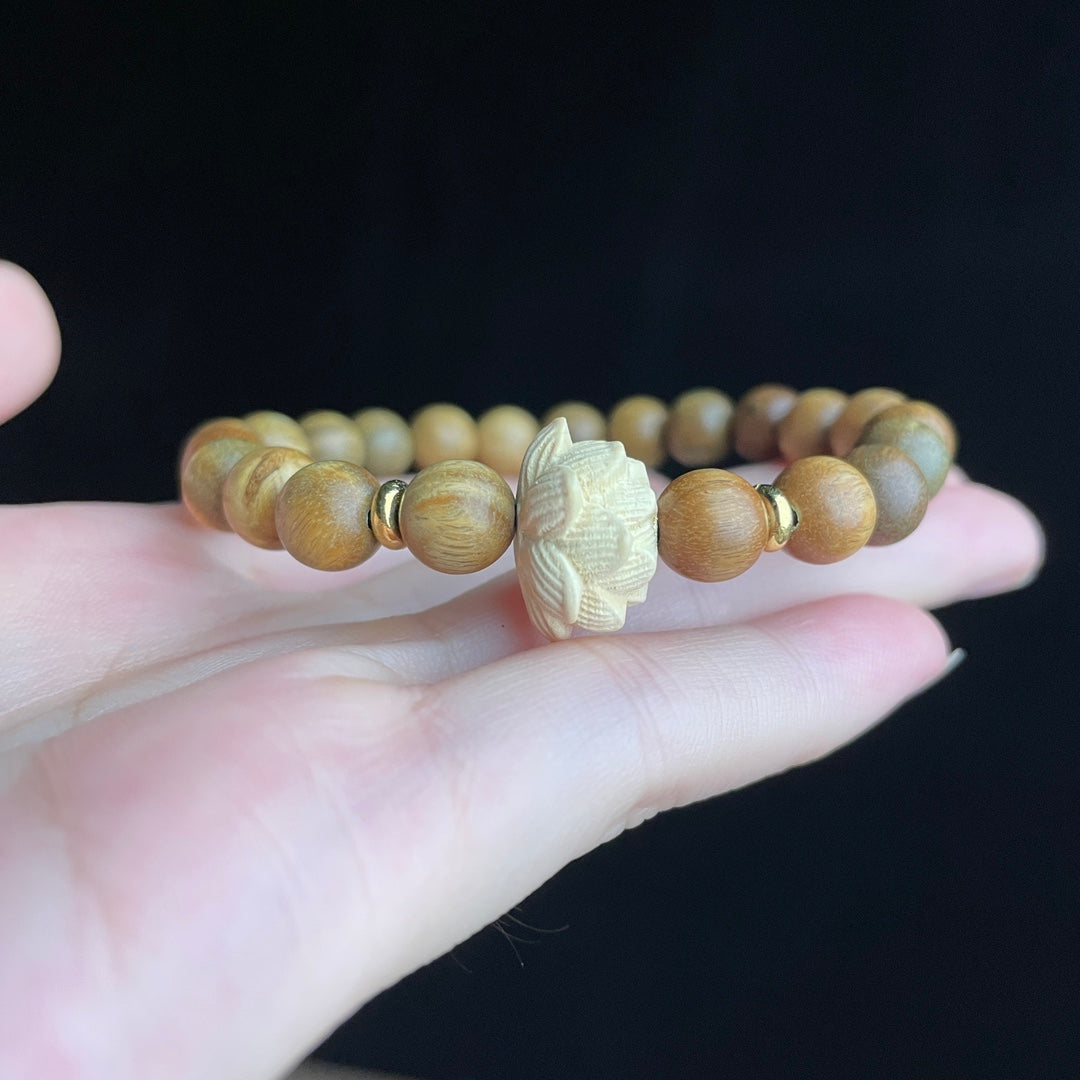 ๐ฟ | Buddha Bloom | Green Sandalwood Lotus Bracelet