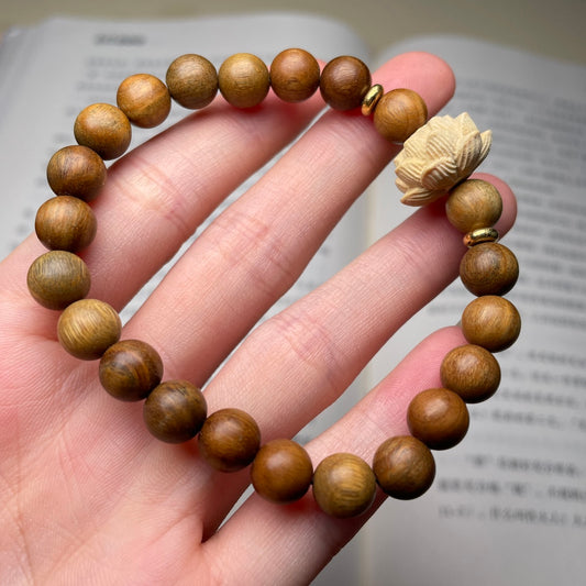 🌿 | Buddha Bloom | Green Sandalwood Lotus Bracelet