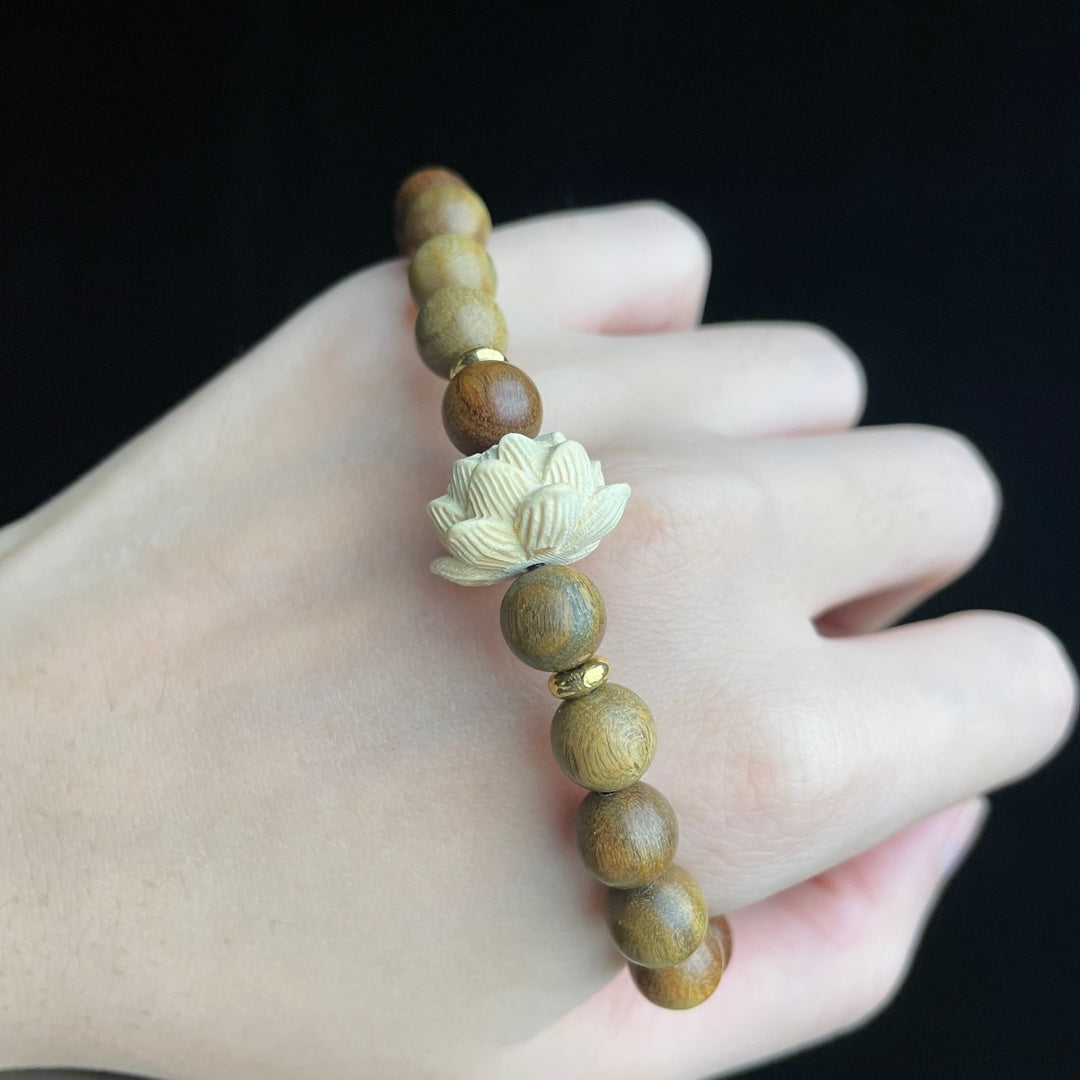 ๐ฟ | Buddha Bloom | Green Sandalwood Lotus Bracelet