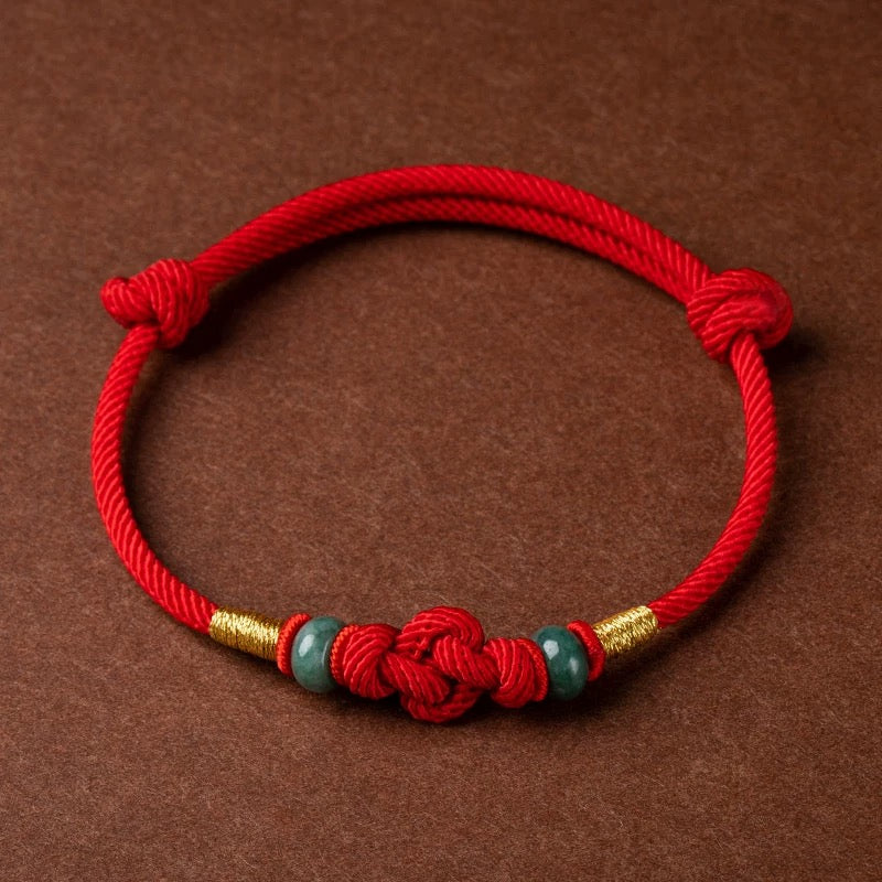 🧧 | Buddha Bloom | Red String Jade Fortune Bracelet