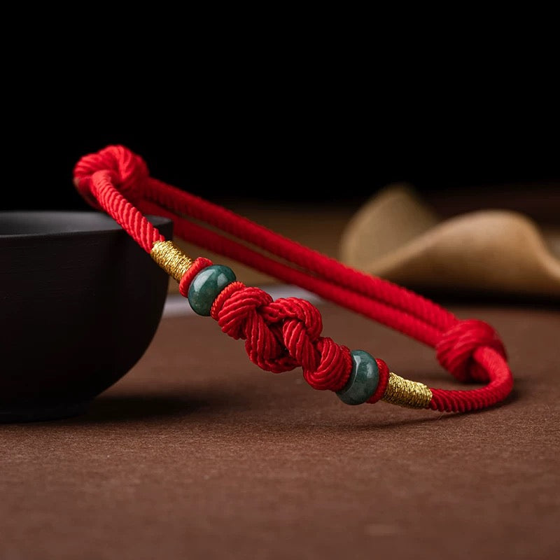🧧 | Buddha Bloom | Red String Jade Fortune Bracelet