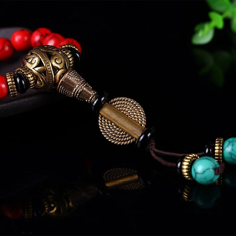 🔴 Buddha Bloom | Tibetan Red & Turquoise Protection Mala