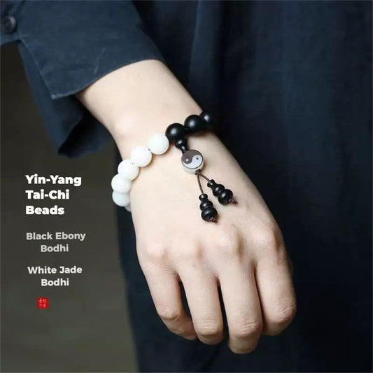 Black and White Bead Bracelet for calm, emotional balance and everyday grounding — Buddha Bloom
