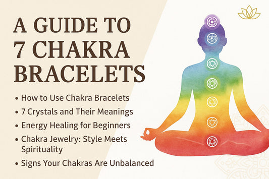 Illustrated guide to 7 chakra meanings and energy healing with crystals, featuring vibrant colors and spiritual symbols