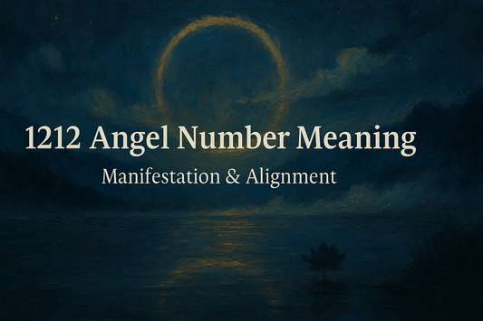 1212 angel number meaning cover—manifestation and alignment, misty mountains with golden beams, Buddha Bloom