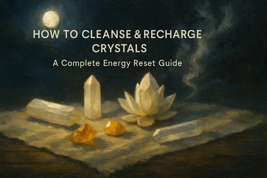 Crystal cleansing and recharging guide cover — moonlight over crystals and incense, Buddha Bloom