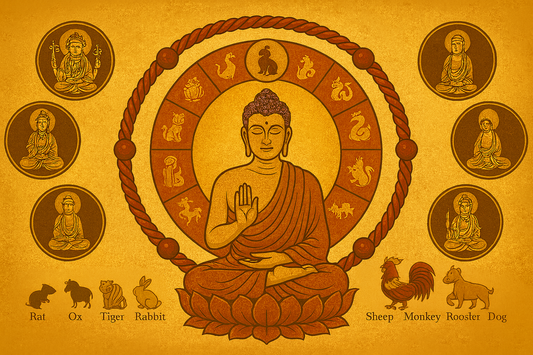 Chinese Zodiac Protection Rope Bracelet for connecting with birth-year Buddha deity