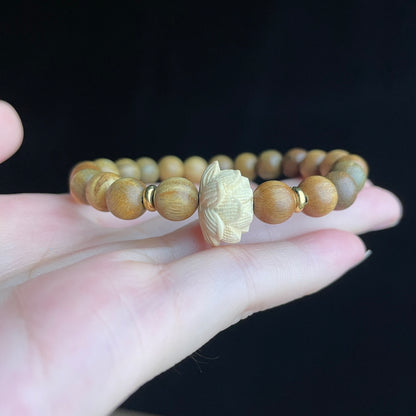 🌿 | Buddha Bloom | Green Sandalwood Lotus Bracelet