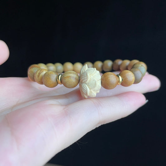 🌿 | Buddha Bloom | Green Sandalwood Lotus Bracelet