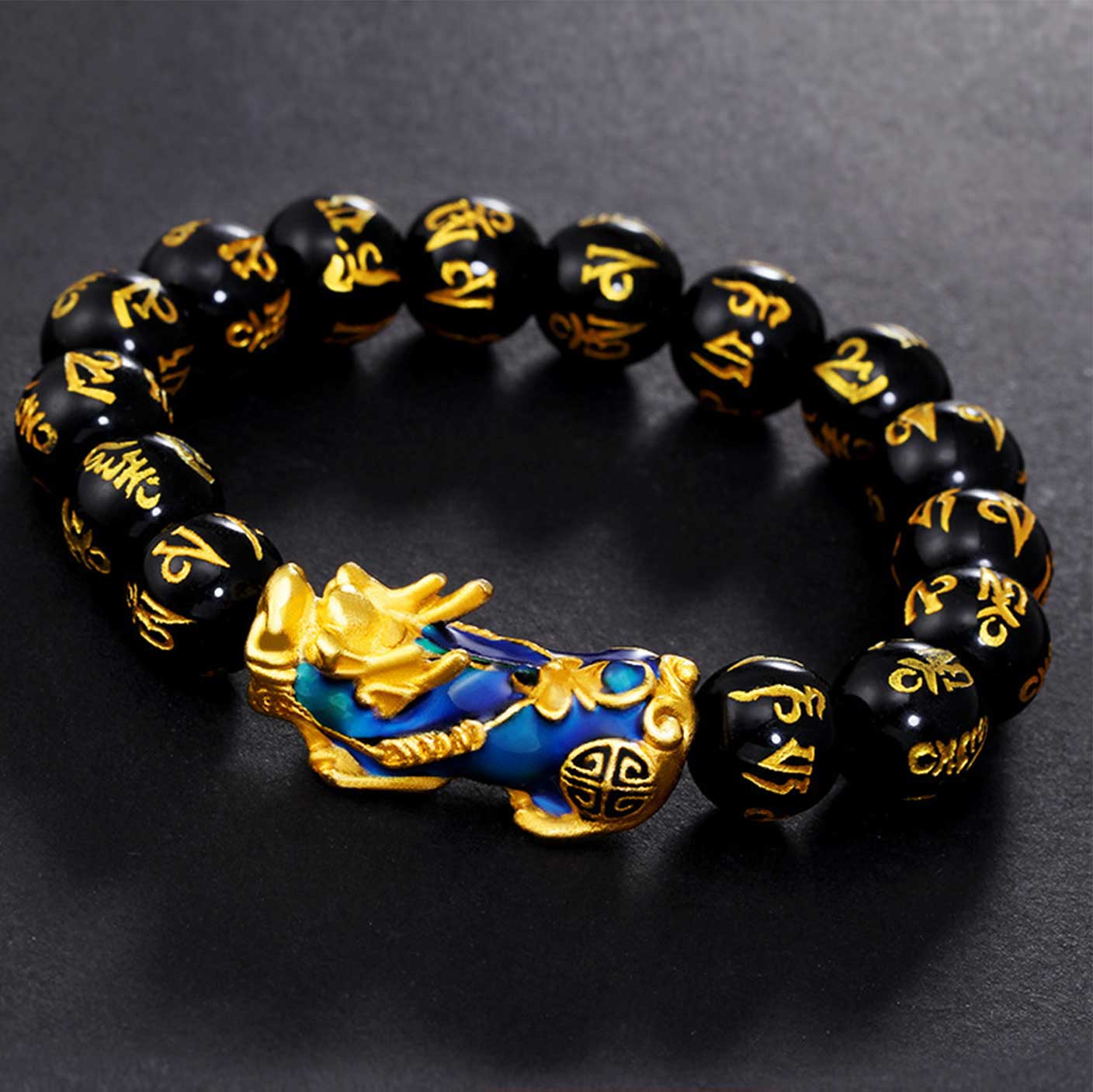 Color-Changing Pixiu Obsidian Wealth Bracelet with Obsidian — Buddha Bloom