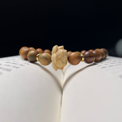 🌿 | Buddha Bloom | Green Sandalwood Lotus Bracelet