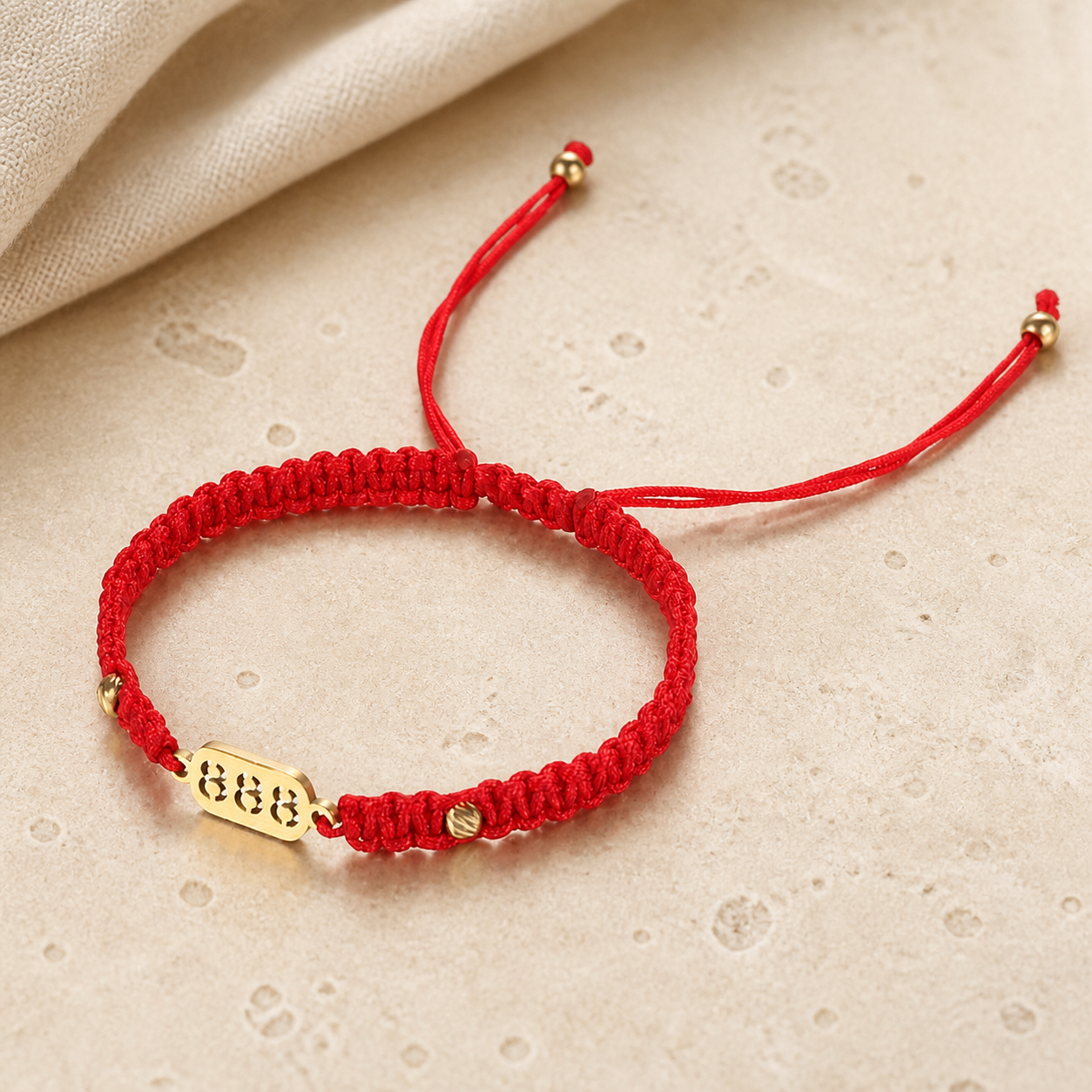 888 Angel Number Bracelet reverse angled view showing the adjustable tie cords