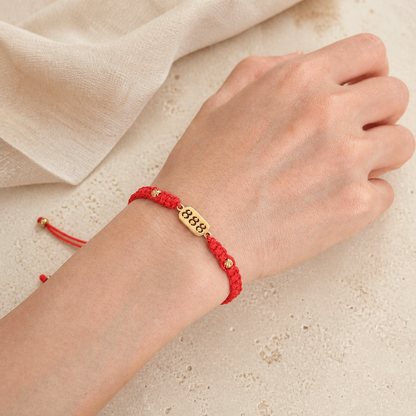 888 Angel Number Bracelet worn on a wrist in close-up detail