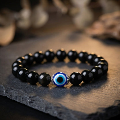 Black Obsidian Evil Eye Bracelet for Dual Protection - product view 6