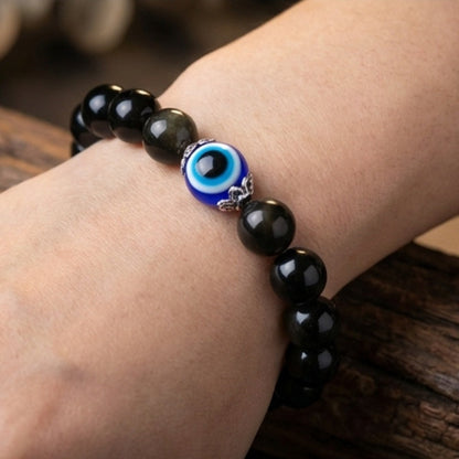 Black Obsidian Evil Eye Bracelet for Dual Protection - product view 3