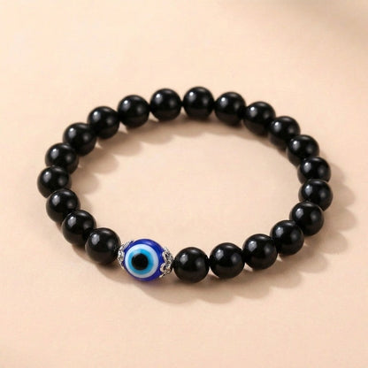 Black Obsidian Evil Eye Bracelet for Dual Protection - product view 1