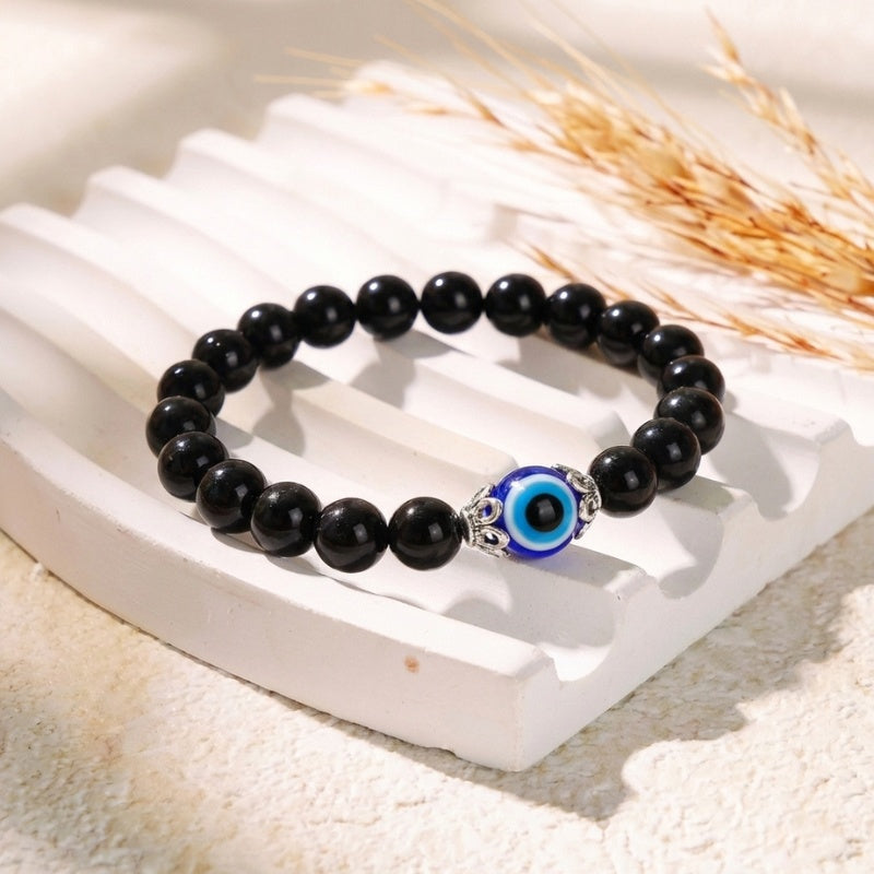 Black Obsidian Evil Eye Bracelet for Dual Protection - product view 4