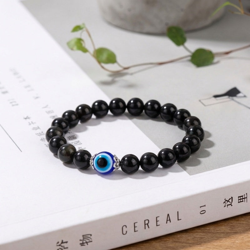 Black Obsidian Evil Eye Bracelet for Dual Protection - product view 5