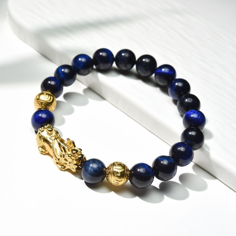 Blue Tiger Eye Pixiu Bracelet for Confidence & Success - product view 4