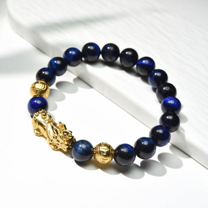 Blue Tiger Eye Pixiu Bracelet for Confidence & Success - product view 4