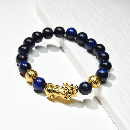 Blue Tiger Eye Pixiu Bracelet for Confidence & Success - product view 1
