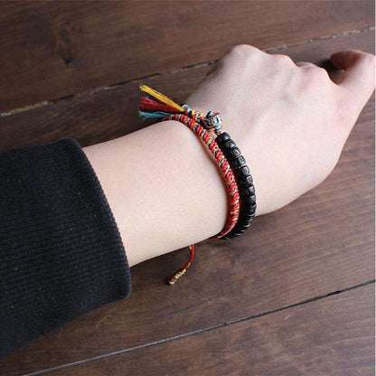 Coconut Shell Beads Bracelet with Engraved Mantra