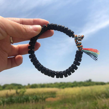 Coconut Shell Beads Bracelet with Engraved Mantra