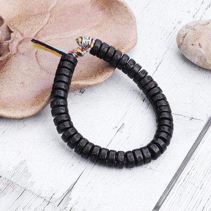 Coconut Shell Beads Bracelet with Engraved Mantra