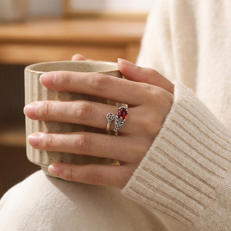 Chinese Coin Pixiu Ring for Wealth & Opportunity - product view 2