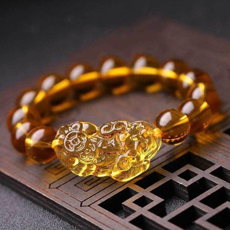 Citrine Pixiu Bracelet - Attract Wealth with Citrine, Quartz — Buddha Bloom