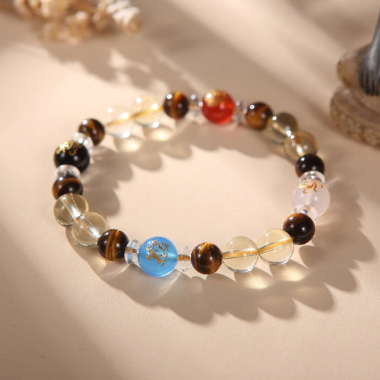 Four Guardian Deities Bracelet - Citrine, Onxy, Tiger Eye