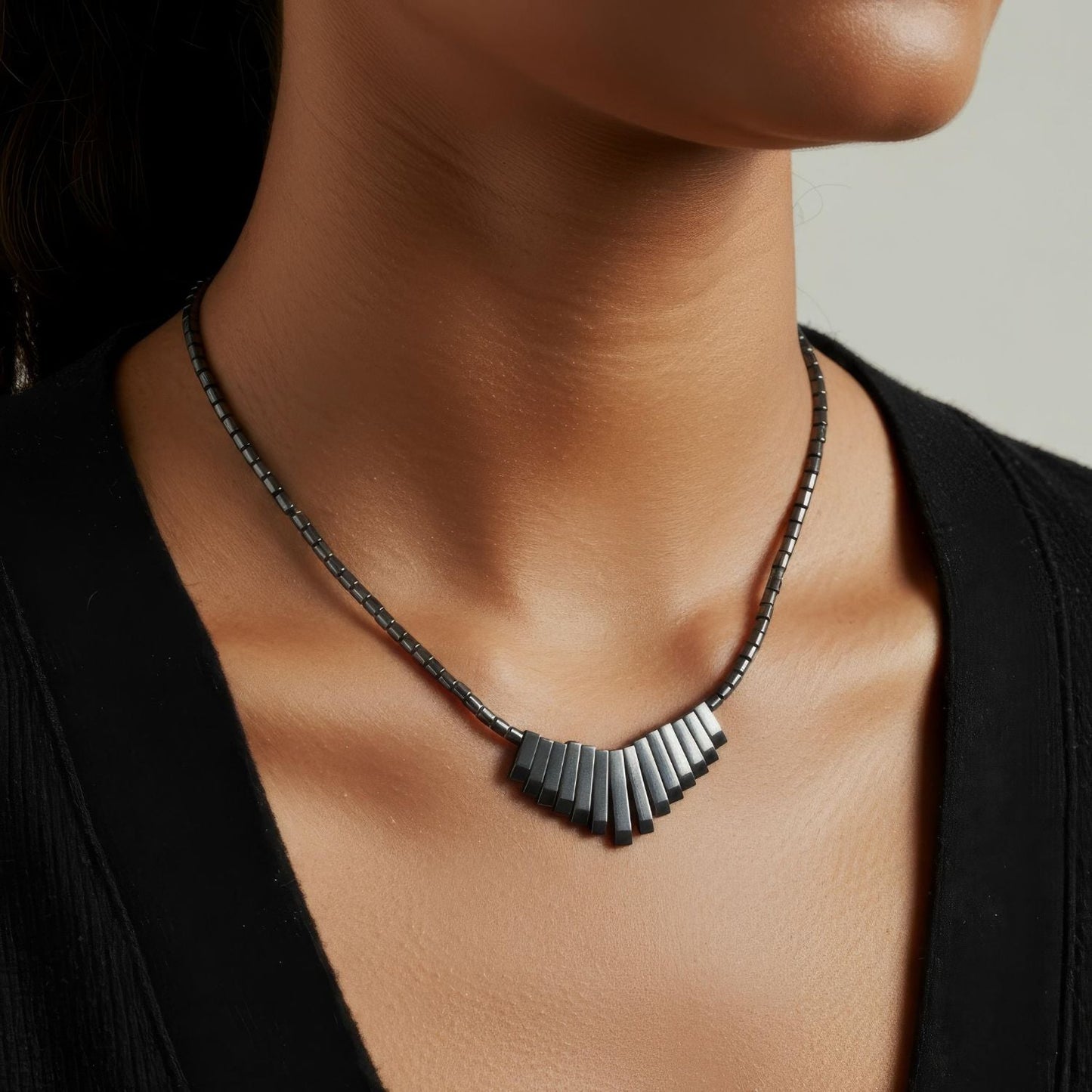 Hematite Shield Necklace for Boundaries & Protection - product view 3