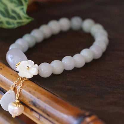 🌸 | Buddha Bloom | White Jade Serenity Blossom Bracelet