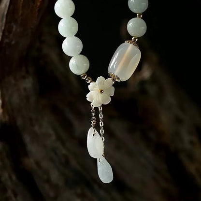 🌸 | Buddha Bloom | White Jade Serenity Blossom Bracelet