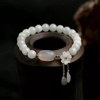🌸 | Buddha Bloom | White Jade Serenity Blossom Bracelet