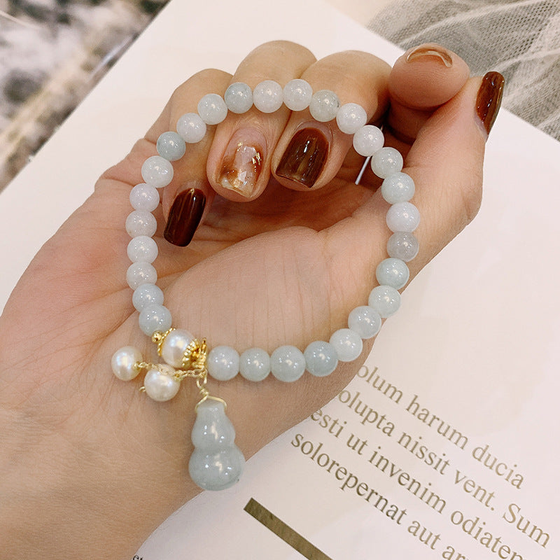 Light Green Jade Wu Lou Amulet Bracelet with Jade — Buddha Bloom