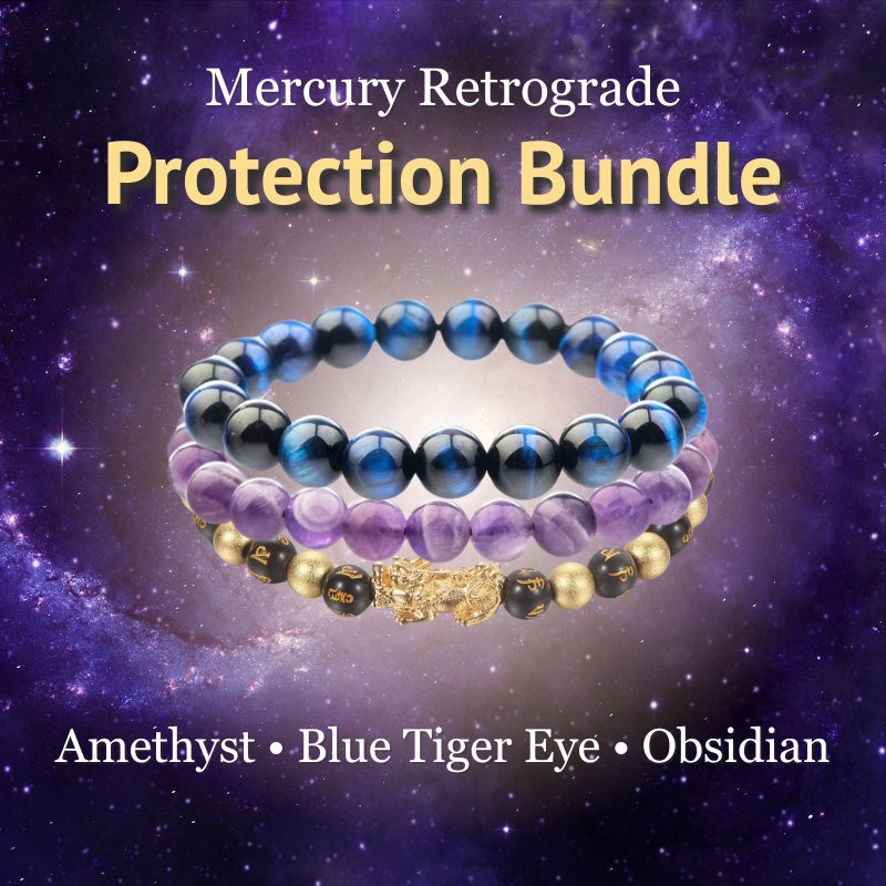 Mercury Retrograde Protection Bundle - 3 Bracelets for the Price of 2 with Amethyst, Obsidian, Tiger — Buddha Bloom