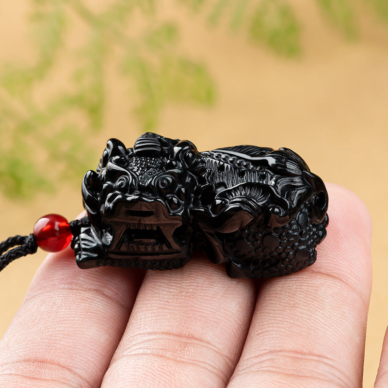 Black Jade Pixiu Pendant for Wealth & Prosperity - product view 3