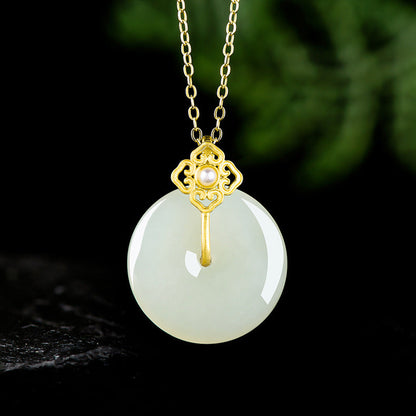Hetian Jade Peace Circle Pendant for Blessing & Safe Travel - product view 1