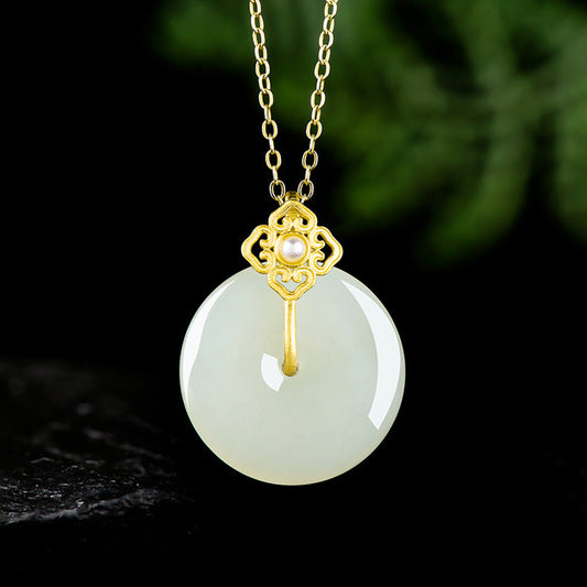 Hetian Jade Peace Circle Pendant for Blessing & Safe Travel - product view 1