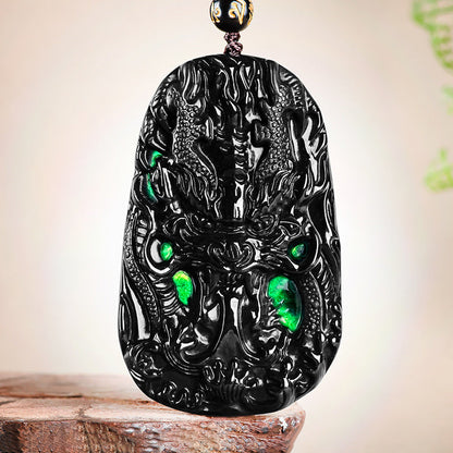 Black Jade Dragon King Pendant for Power & Self-Mastery - product view 1