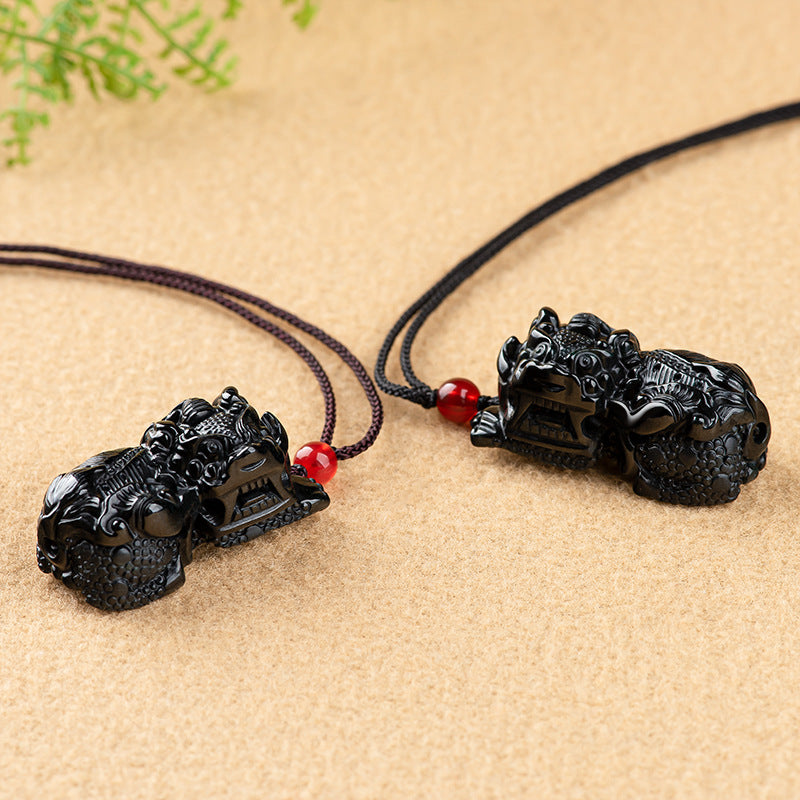 Black Jade Pixiu Pendant for Wealth & Prosperity - product view 2