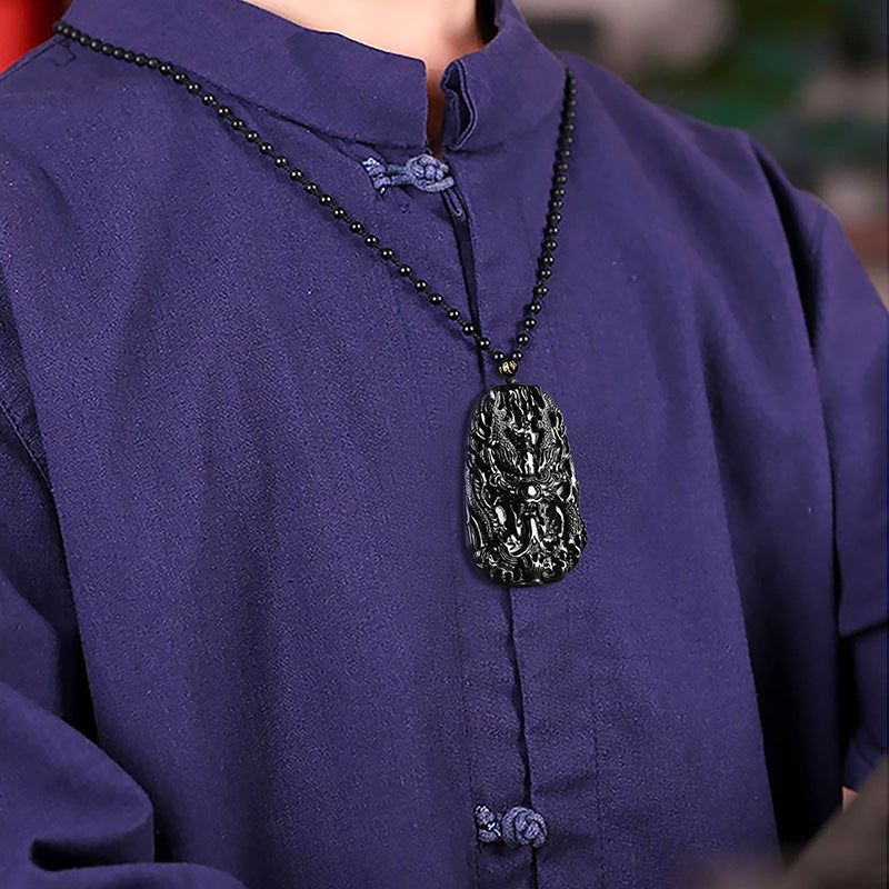Black Jade Dragon King Pendant for Power & Self-Mastery - product view 4