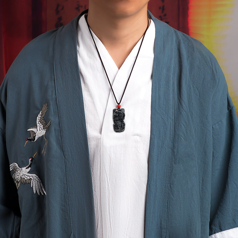 Black Jade Pixiu Pendant for Wealth & Prosperity - product view 4