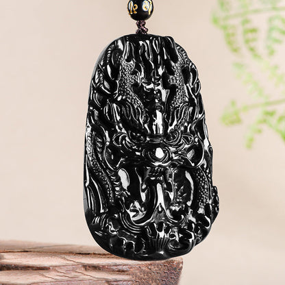 Black Jade Dragon King Pendant for Power & Self-Mastery - product view 3