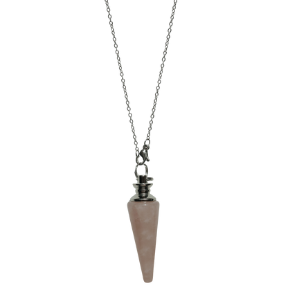 Rose Quartz Pendulum Necklace for Love & Intuition - product view 1