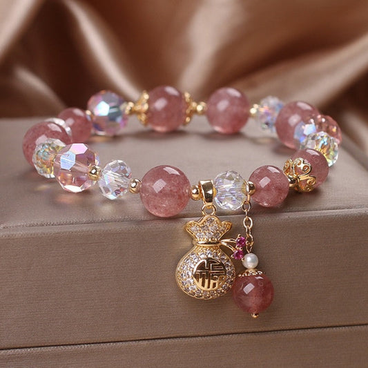 Strawberry Quartz Heart Bracelet with Quartz — Buddha Bloom