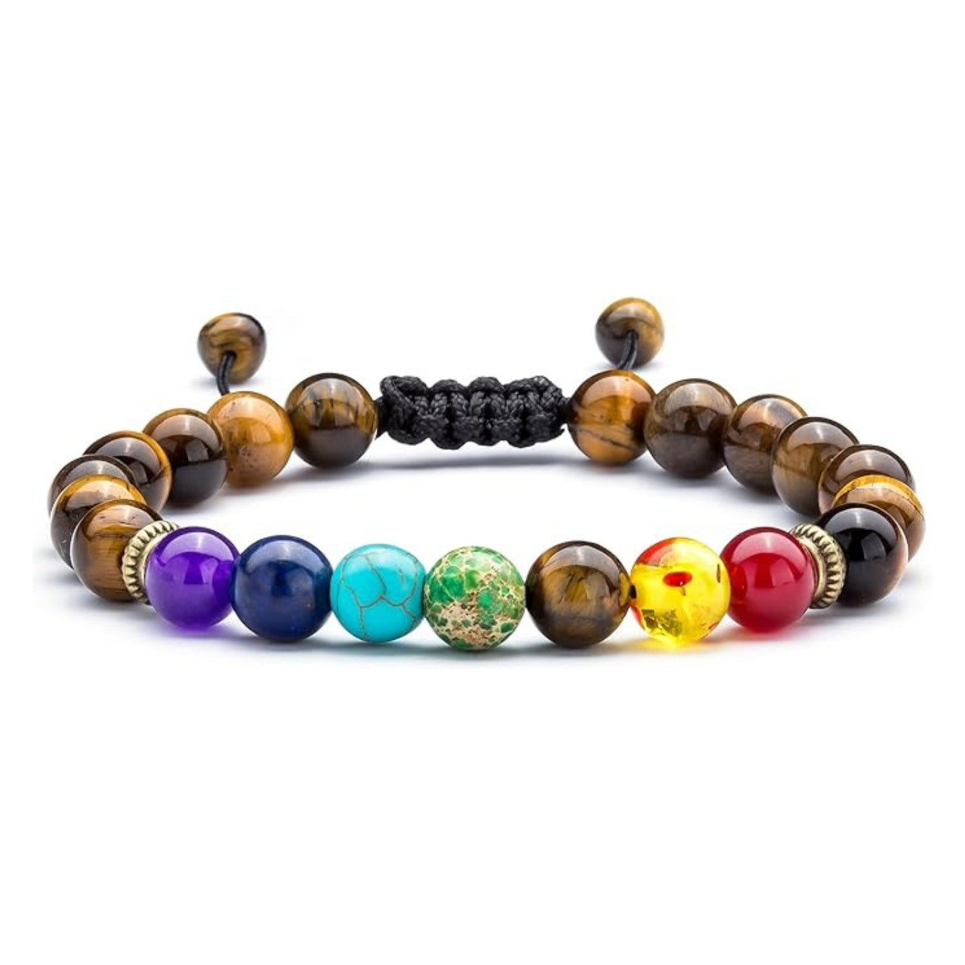 Tiger Eye Chakra Bracelet - Protection & Balance with Amethyst, Lapis, Tiger, Turquoise — Buddha Bloom