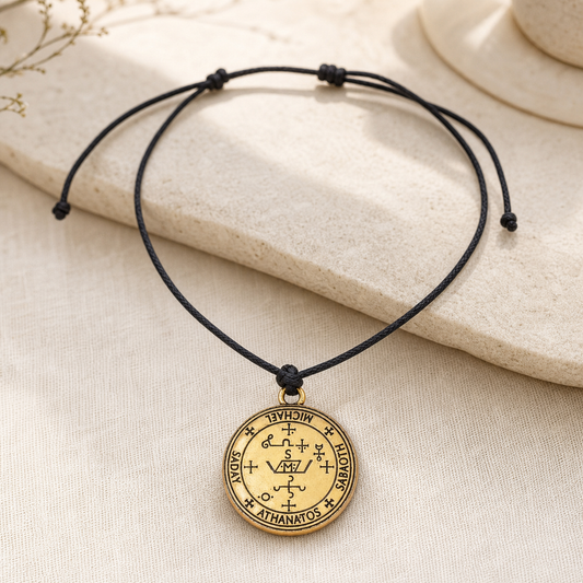 Archangel Michael sigil amulet necklace with black adjustable cord