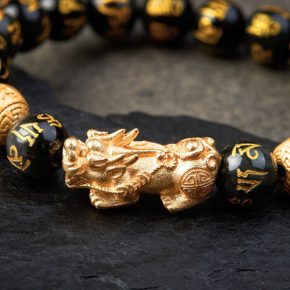 Feng Shui Pixiu Black Obsidian Bracelet — lifestyle shot